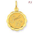 14K Gold Sweet Sixteen Disc Charm