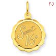 14K Gold Sweet Sixteen Disc Charm