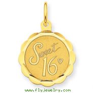 14K Gold Sweet Sixteen Disc Charm