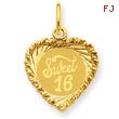 14K Gold Sweet Sixteen Heart Charm