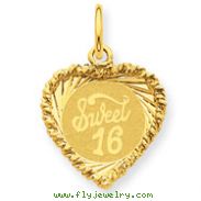 14K Gold Sweet Sixteen Heart Charm
