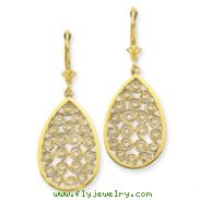 14K Gold Teardrop Filigree Dangle Leverback Earrings