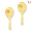 14K Gold Tennis Racquet With Ball Post Earrings