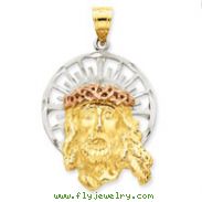 14K Gold Tri Color Jesus Pendant