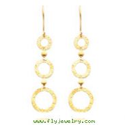 14K Gold Triple Circle Dangle Earrings