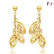 14K Gold Triple Filigree Drop Dangle Post Earrings