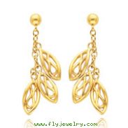 14K Gold Triple Filigree Drop Dangle Post Earrings