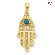 14K Gold Turquoise Filigree Chamseh Pendant