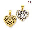 14K Gold Two-Tone Reversible Filigree Heart Pendant