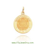 14K Gold U.S. Army Insignia Disc Pendant