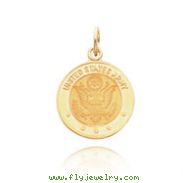 14K Gold U.S. Army Insignia Disc Pendant