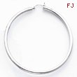 14K Gold White Gold 3x60mm Round Hoop Earrings