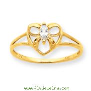 14K Gold White Topaz April Birthstone Ring