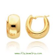 14K Gold Wide Puffed Hoop Earrings