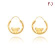 14K Gold Wire Diamond Cut Butterfly Hoop Earrings