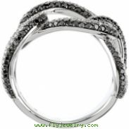 14K Gold With Rhodium Black And White Diamond Ring