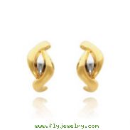 14k Gold With Rhodium Squiggle Post Earrings