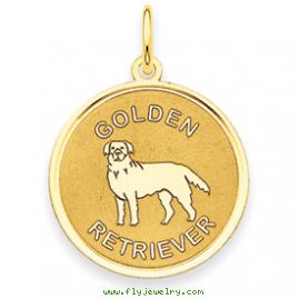 14k Golden Retriever Disc Charm