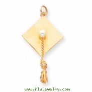 14k Graduation Cap with Cultured Pearl Charm