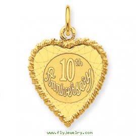 14K Happy 10th Anniversary Charm