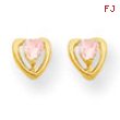 14k Heart w/Pink CZ Post Earrings