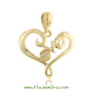 14K Heart Within Love Diamond Pendant