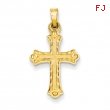 14k Hollow Fleur de lis Cross Pendant