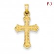 14k Hollow Fleur de lis Cross Pendant