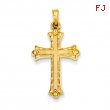 14k Hollow Fleur de lis Cross Pendant