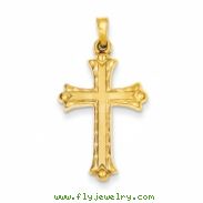 14k Hollow Fleur de lis Cross Pendant