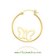 14K Hoop With Butterflies Earrings