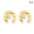 14k Horseshow w/CZ Post Earrings