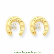 14k Horseshow w/CZ Post Earrings