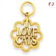 14k I Love Cats Charm