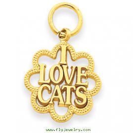 14k I Love Cats Charm