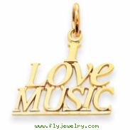 14k I Love Music Charm
