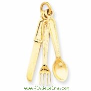 14k Knife, Fork & Spoon Charm