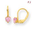 14k Leverback 4mm Pink CZ Earrings