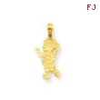 14K Little Girl Walking with Flowers Pendant