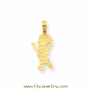 14K Little Girl Walking with Flowers Pendant