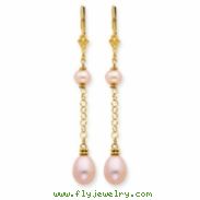 14K Natural Color Cultured Pearl Leverback Earrings