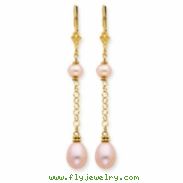 14K Natural Color Cultured Pearl Leverback Earrings