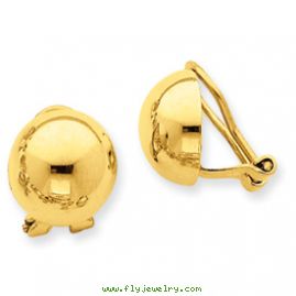 14k Non-pierced Half Ball Omega Back Earrings