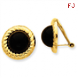 14k Omega Clip Non-Pierced Onyx Earrings