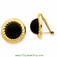 14k Omega Clip Non-Pierced Onyx Earrings