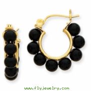 14k Onyx Beaded Hoop Earrings