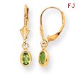 14K Oval Bezel August Peridot Leverback Earrings