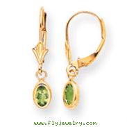 14K Oval Bezel August Peridot Leverback Earrings