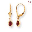 14K Oval Bezel July Ruby Leverback Earrings