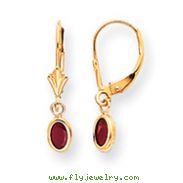 14K Oval Bezel July Ruby Leverback Earrings